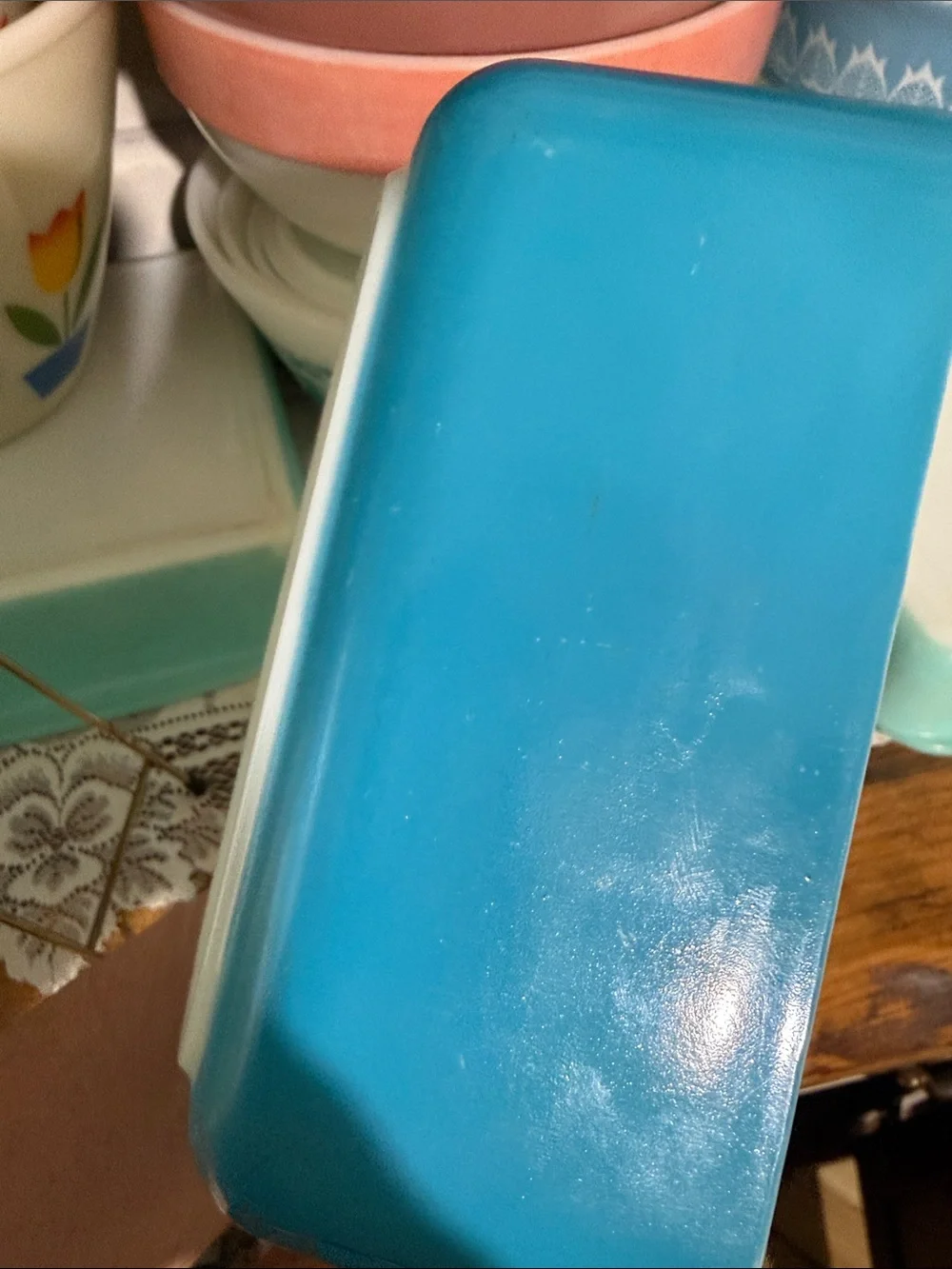 Pyrex 0502 refrigerator fridge turquoise blue set of 2 TM reg
